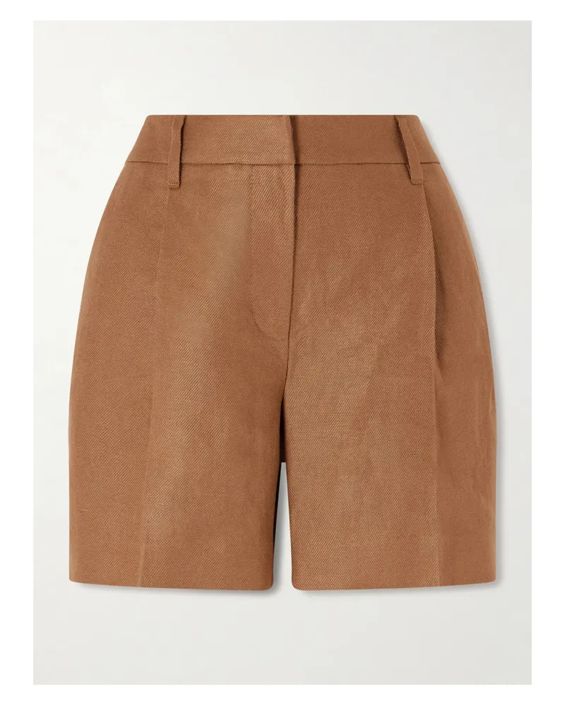 Brunello Cucinelli Pleated Linen-twill Shorts - Brown Brown