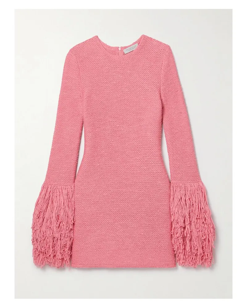 Gabriela Hearst Liam Minikleid Aus Einer Kaschmir-seidenmischung Mit Fransen - Pink Pink