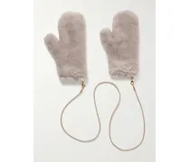 Fäustlinge Aus Einer Alpakawollmischung Mit Lederbesatz - Neutral