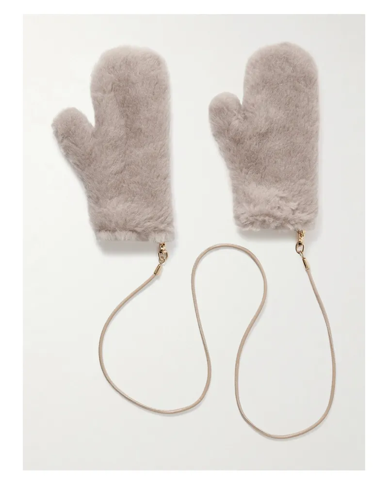 Max Mara Fäustlinge Aus Einer Alpakawollmischung Mit Lederbesatz - Neutral Neutral