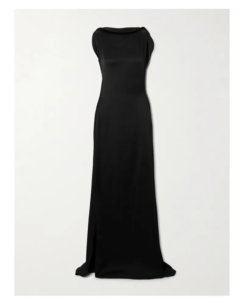 Victoria Beckham Robe Aus Glänzendem Crêpe - Schwarz Schwarz