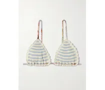 Awaken Striped Crocheted Cotton Bikini Top - Blue