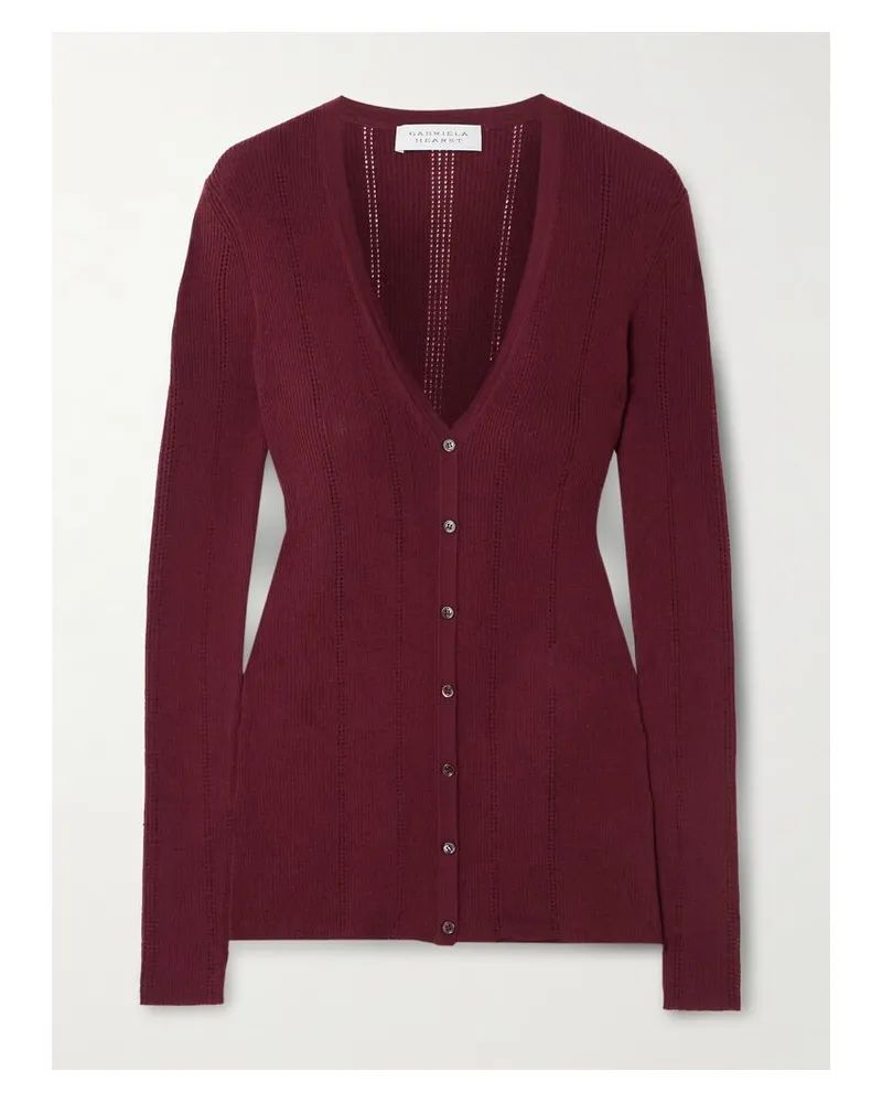 Gabriela Hearst Lillian Cardigan Aus Wolle In Pointelle-strick - Rot Rot