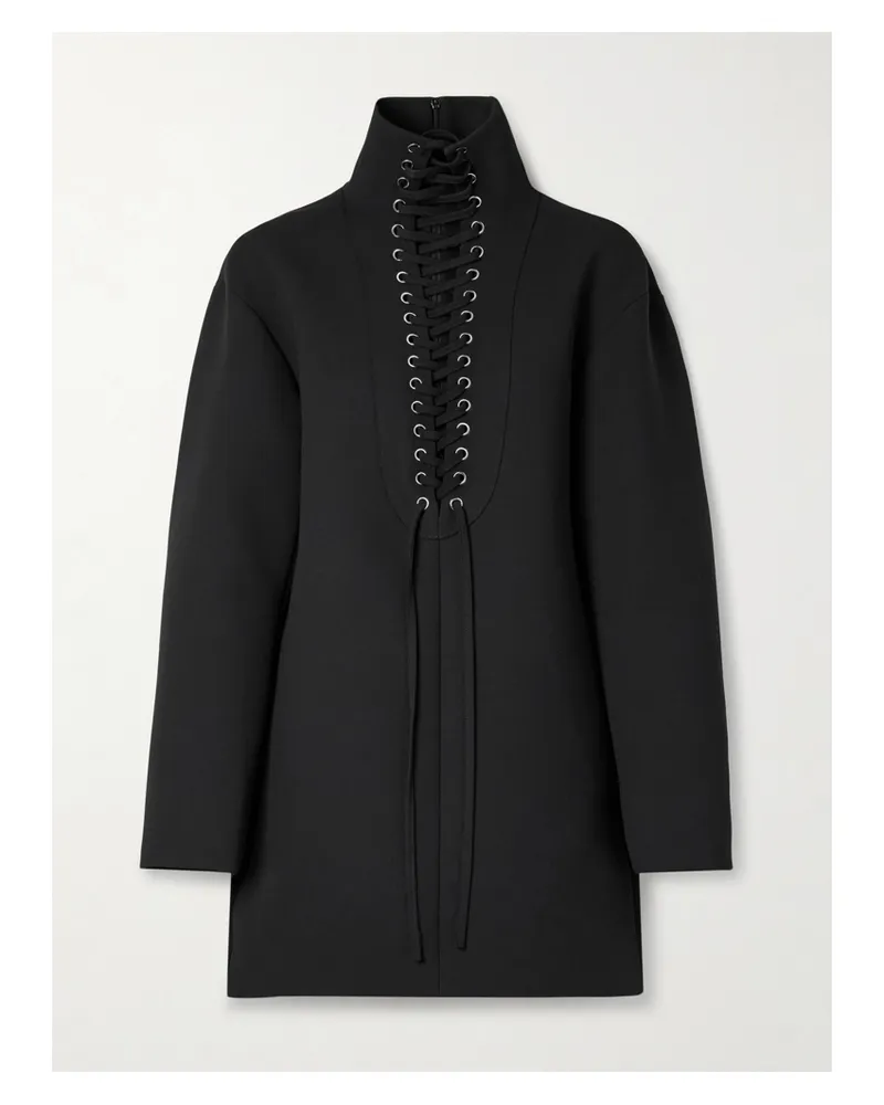 KHAITE Lee Lace-up Crepe Mini Dress - Black Black