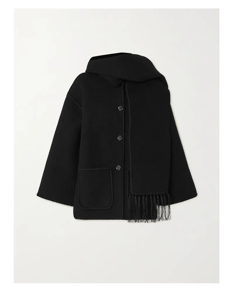 Totême Jacke Aus Einer Wollmischung Mit Fransen - Schwarz Schwarz