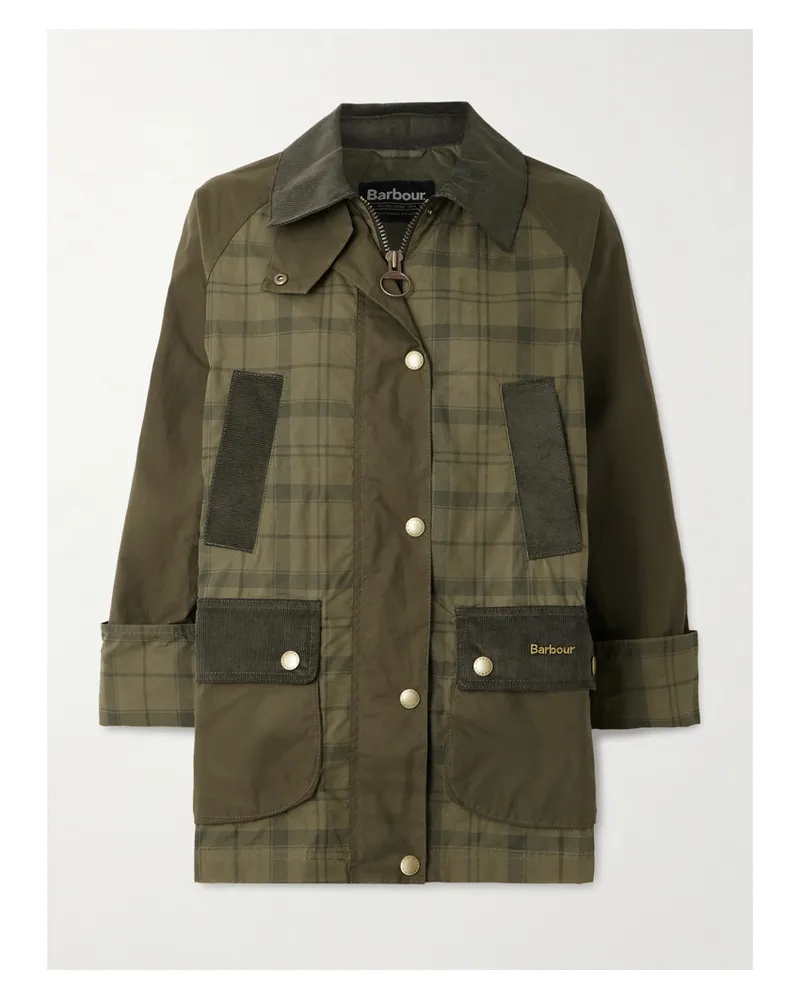 Barbour Beadnell Jacke Aus Baumwolle Mit Karomuster Und Cordbesätzen - Grün Grün