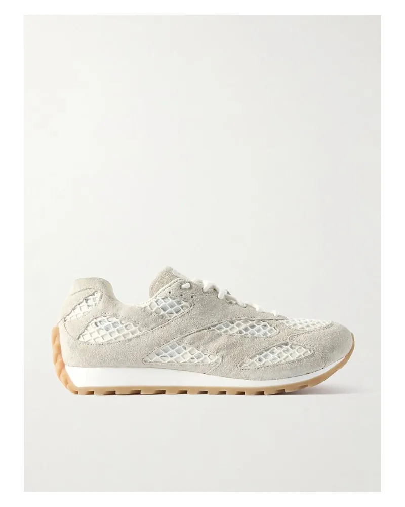 Bottega Veneta Orbit Sneakers Aus Veloursleder, Leder, Mesh Und Netzmaterial - Creme Creme