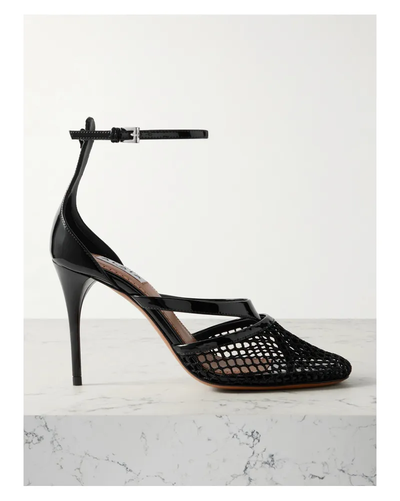 Alaïa Patent-leather And Fishnet Pumps - Black Black