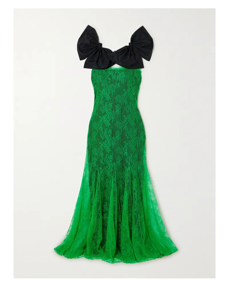 Nina Ricci Robe Aus Spitze Mit Schleifen Aus Taft - Grün Grün
