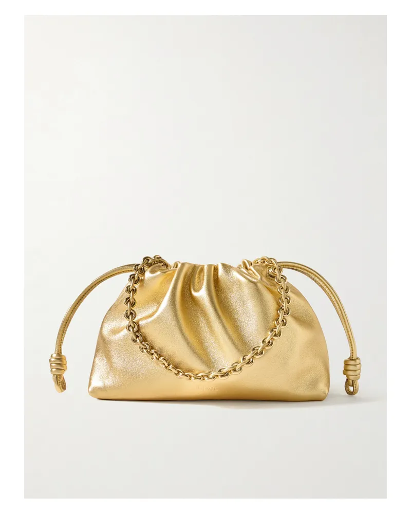 Loewe Flamenco Metallic Leather Clutch - Gold Gold