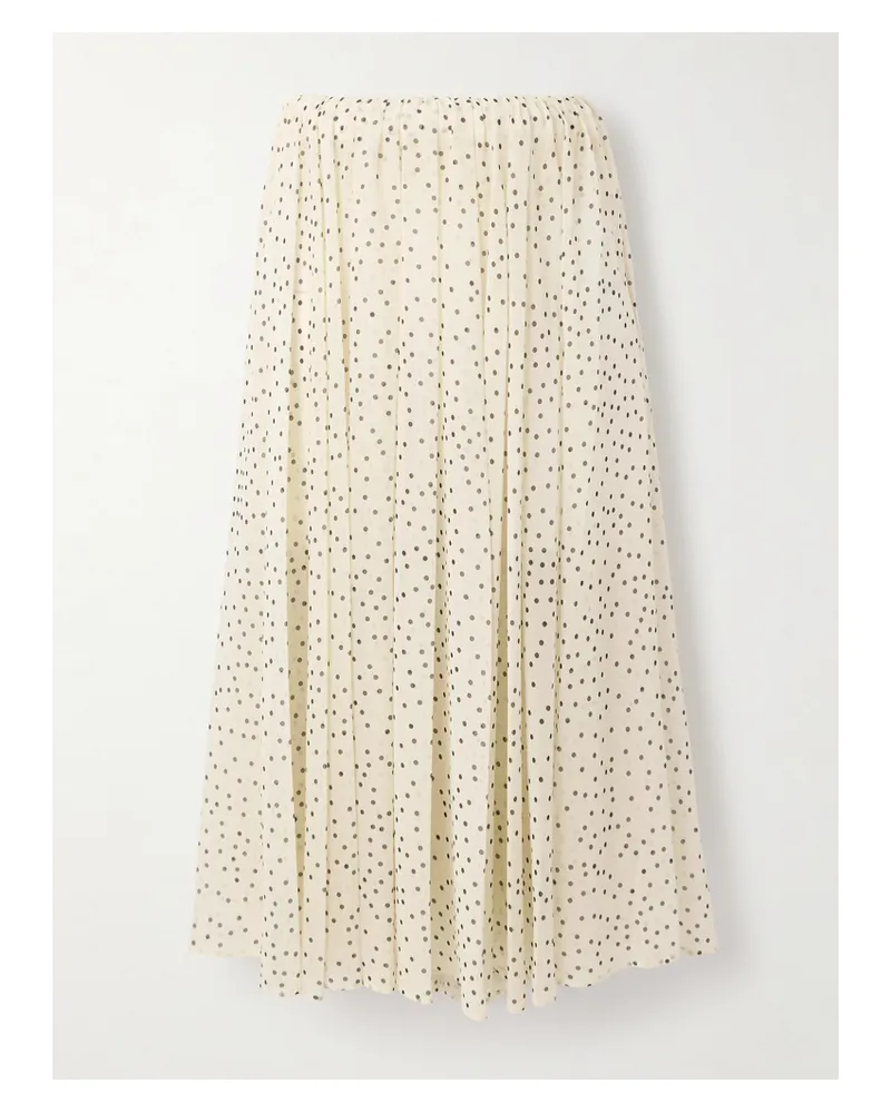 Magda Butrym Rock Aus Chiffon Aus Einer Seidenmischung Mit Punkten Und Raffung - Creme Creme
