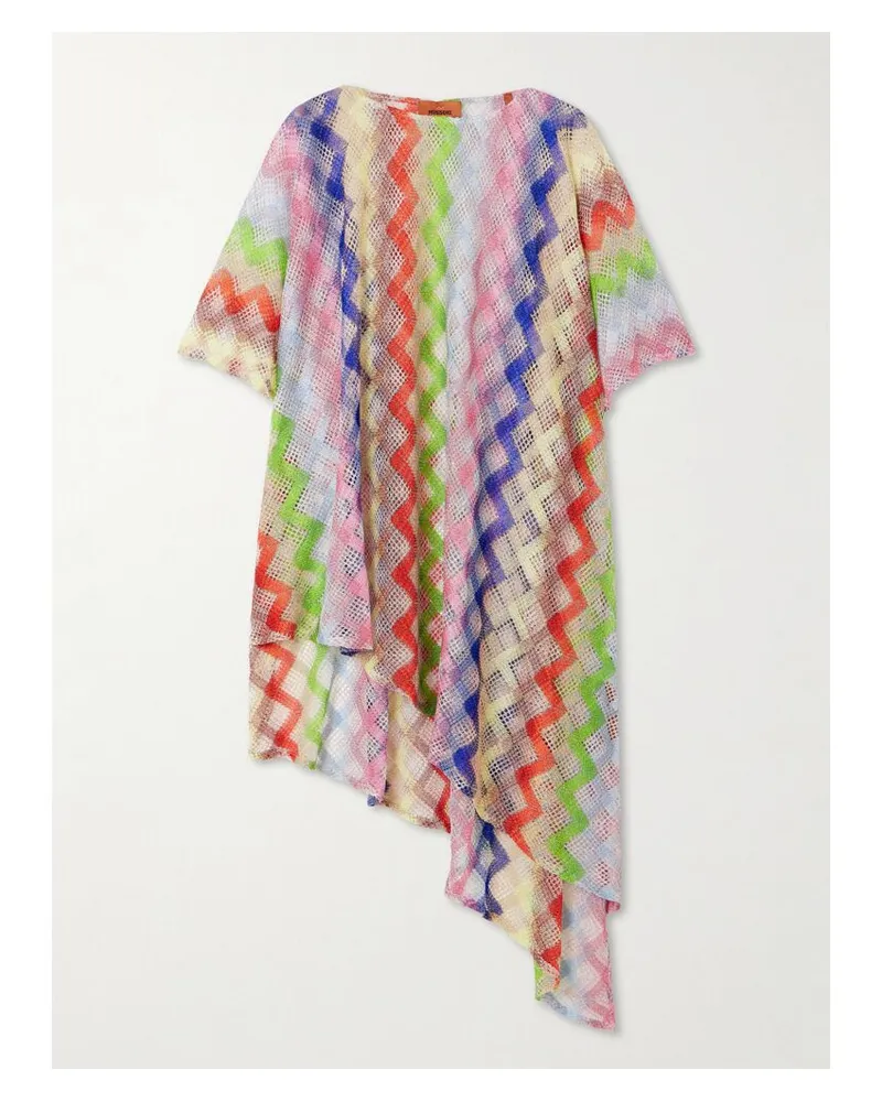 Missoni Mare Asymmetrischer Kaftan Aus Metallic-häkelstrick - Mehrfarbig Mehrfarbig