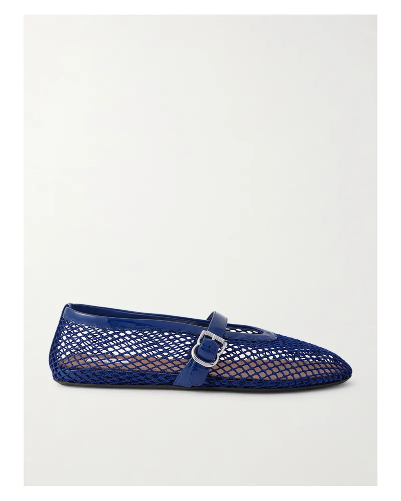 Alaïa Mary-jane-ballerinas Aus Mesh Mit Lacklederbesätzen - Blau Blau