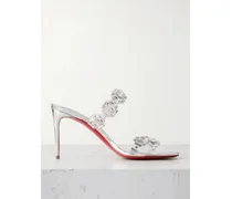 Just Jewel 85 Crystal-embellished Pvc And Leather Sandals - Silver