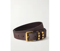 Embellished Suede Belt - Brown