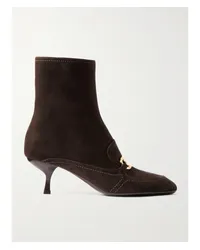 Ferragamo Cornelya Ankle Boots aus Veloursleder Braun