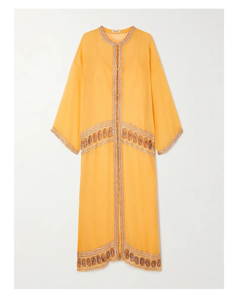 BODE Ducat Kaftan Aus Seiden-voile Mit Verzierungen - Orange Orange