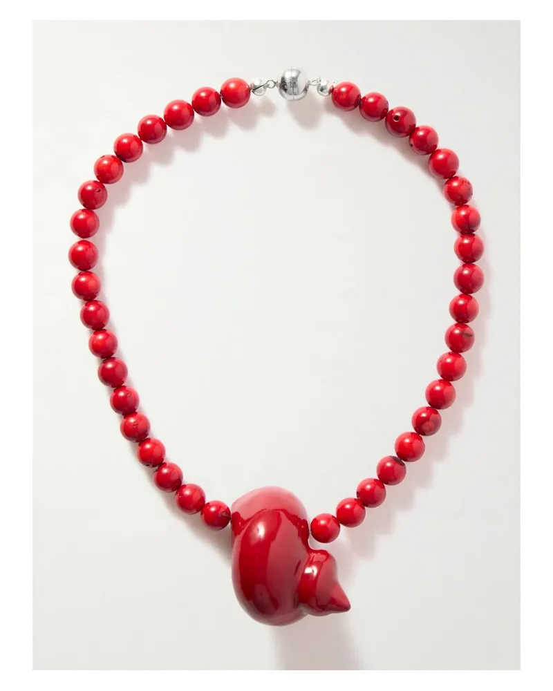 JULIETTA Mykonos Rhodinierte Kette Mit Zierperlen - Rot Rot
