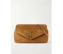 Calypso Large Padded Suede Shoulder Bag - Brown