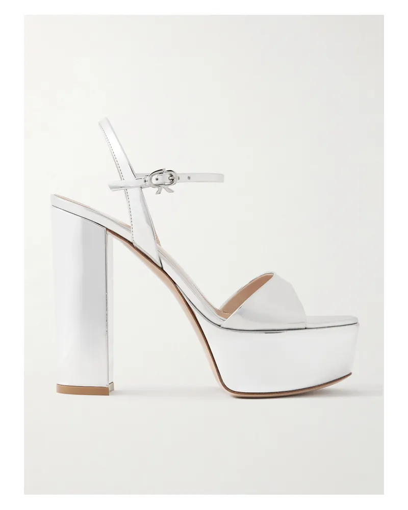 Gianvito Rossi Marlena 85 Mirrored-leather Platform Sandals - Silver Silver