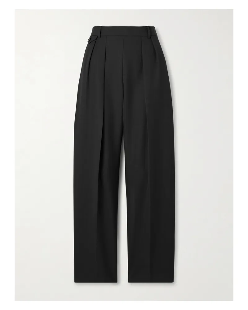 KHAITE Dugan Bundfaltenhose Aus Wolle - Schwarz Schwarz