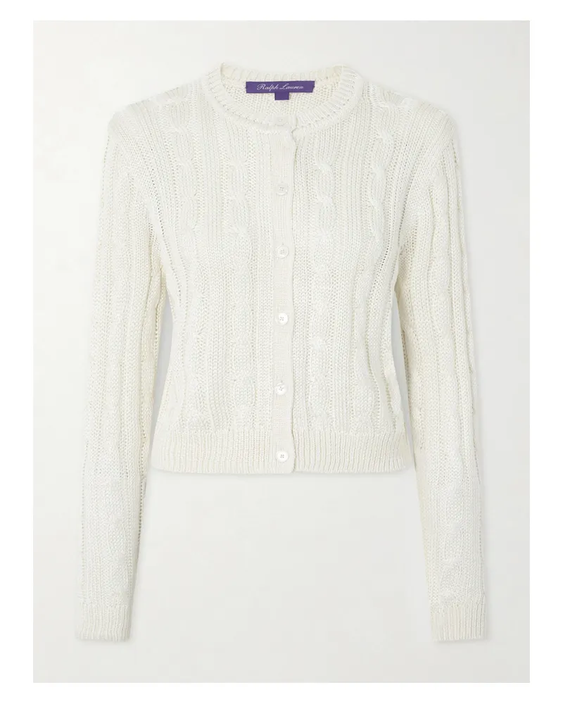 Ralph Lauren Cable-knit Silk Cardigan - Cream Cream