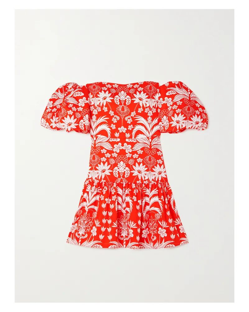 Borgo De Nor Ziggy Schulterfreies Minikleid Aus Baumwolle Mit Blumenprint - Rot Rot