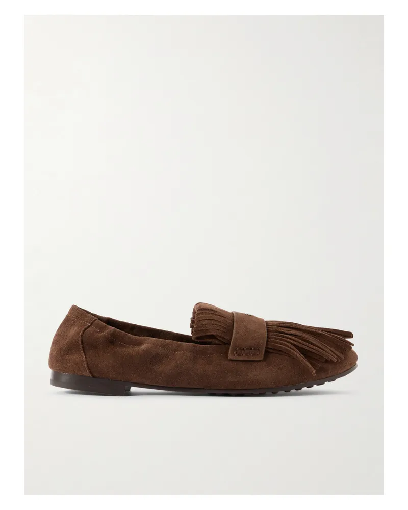 Tory Burch Loafers Aus Veloursleder Mit Haferlasche - Braun Braun