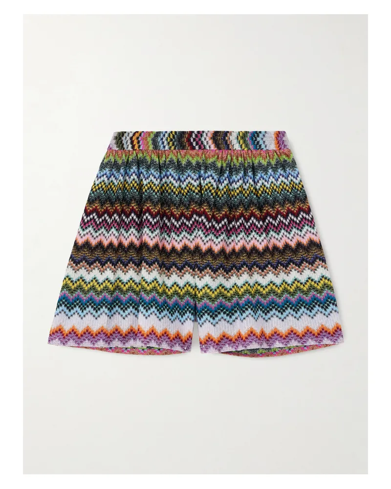 Missoni Shorts Aus Gestreiftem Metallic-häkelstrick - Mehrfarbig Mehrfarbig