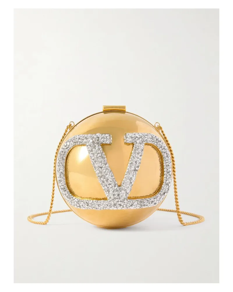 Valentino Garavani Vlogo Goldfarbene Clutch Mit Kristallen Gold
