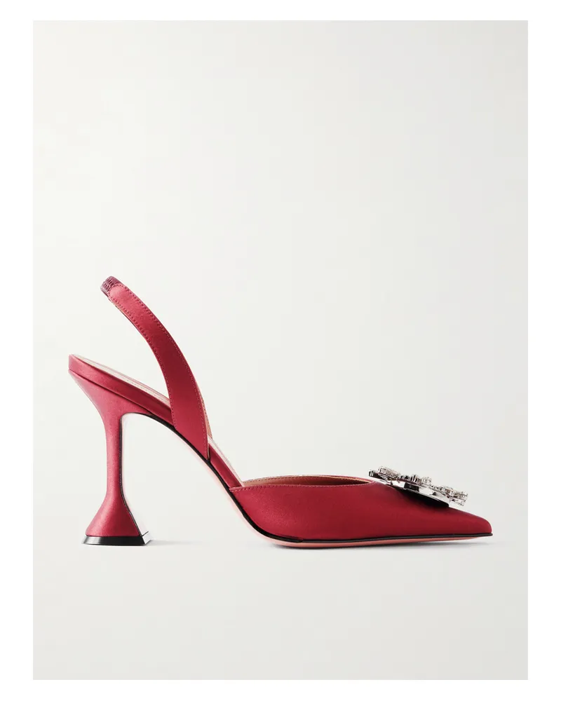Amina Muaddi Begum Slingback-pumps Aus Satin Mit Swarovski-kristallen - Burgunder Burgunder