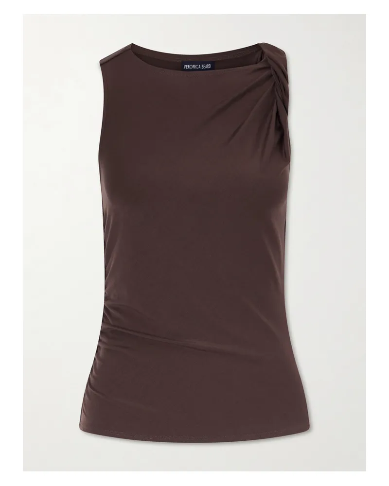 Veronica Beard Otessa Twisted Lyocell-blend Jersey Top - Brown Brown