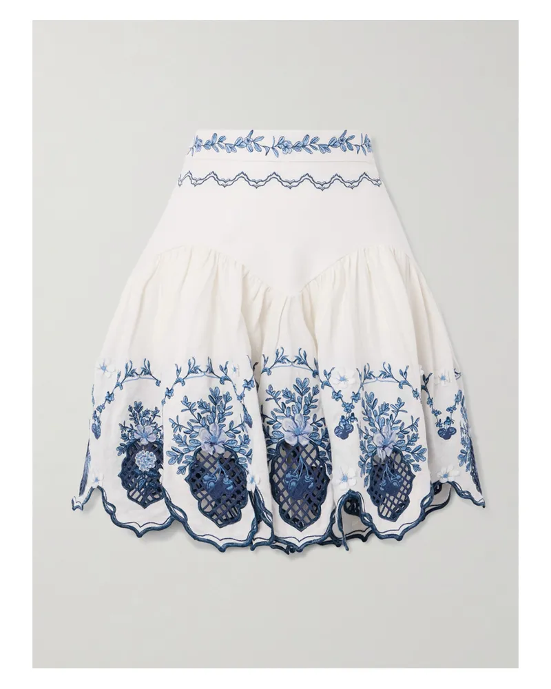 AGUA BENDITA Asai Wild Leinenrock Mit Volants Und Stickereien - Creme Creme