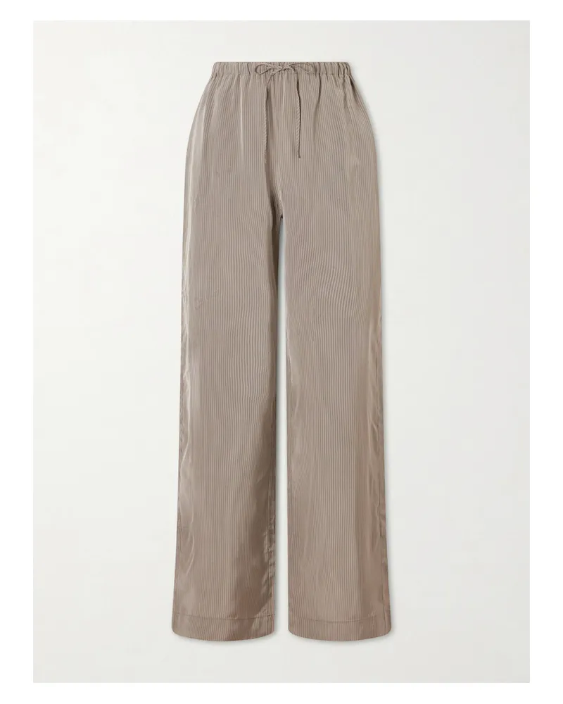 Róhe Striped Satin Wide-leg Pants - Gray Gray