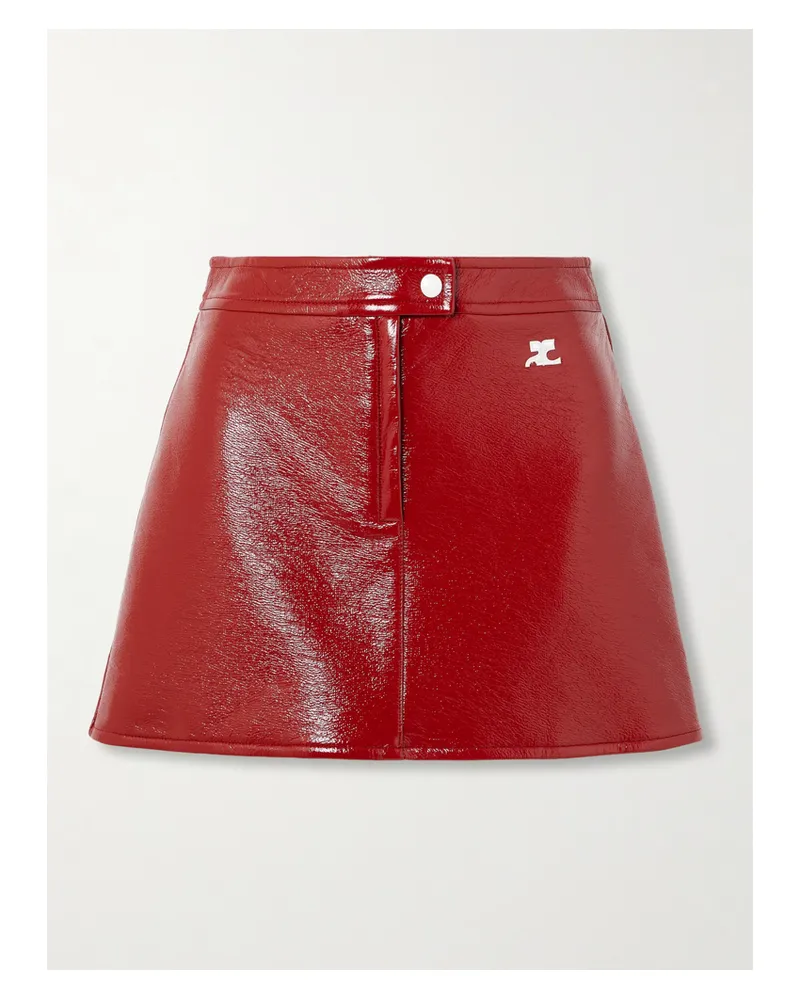 Courrèges Appliquéd Coated Cotton-blend Mini Skirt - Red Red