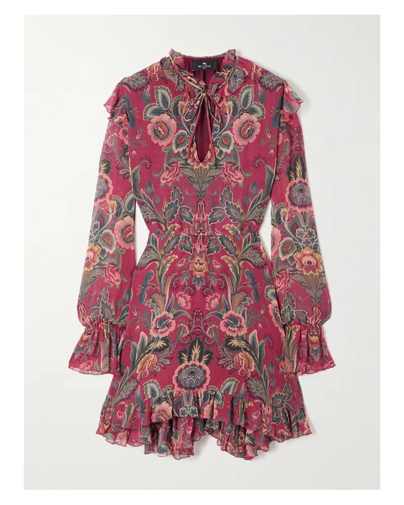 Etro Boho Minikleid Aus Crêpe - Burgunder Burgunder