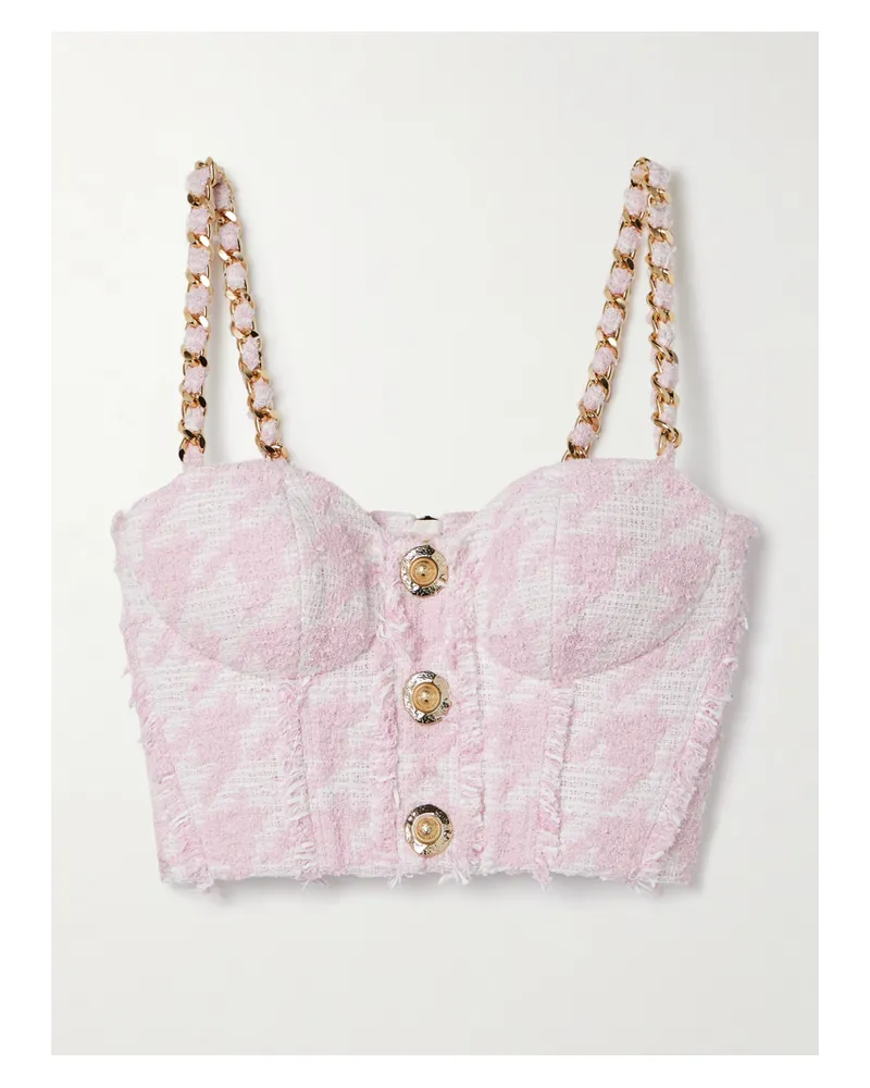 Balmain Bustier Aus Tweed Aus Einer Baumwollmischung Mit Verzierungen - Pink Pink