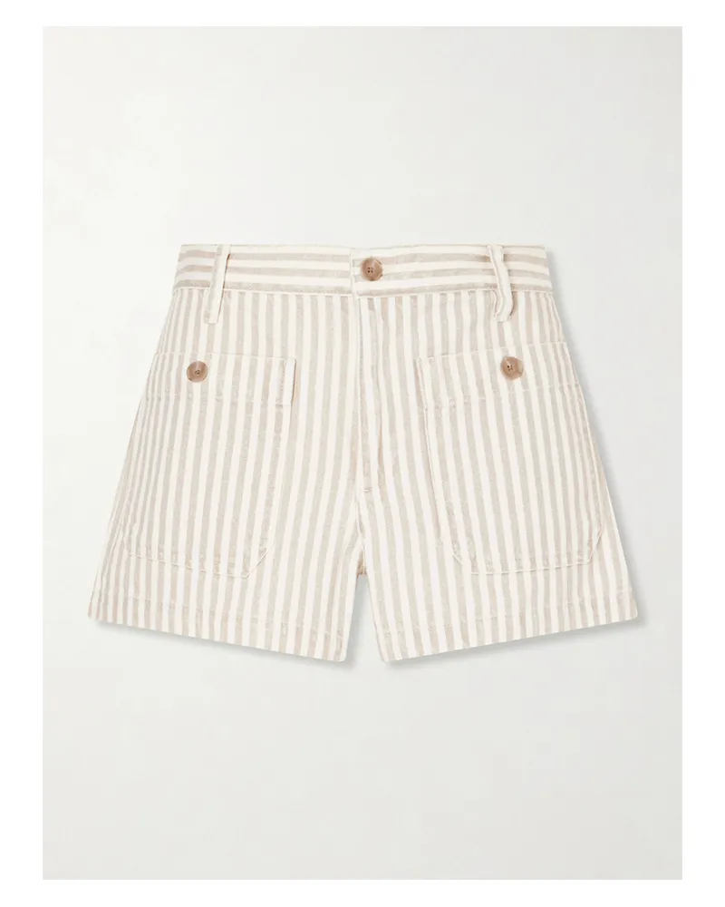 Frame Denim The Cruise Striped Cotton Denim Shorts - Neutrals Neutrals