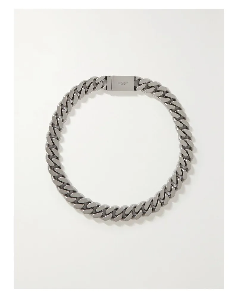 Saint Laurent Silberfarbene Kette Silber