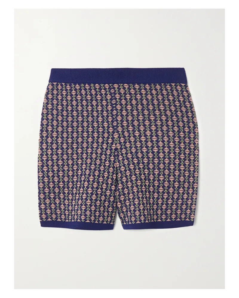 Dries van Noten Shorts Aus Einer Merinowollmischung In Jacquard-strick Und Metallic-optik - Blau Blau