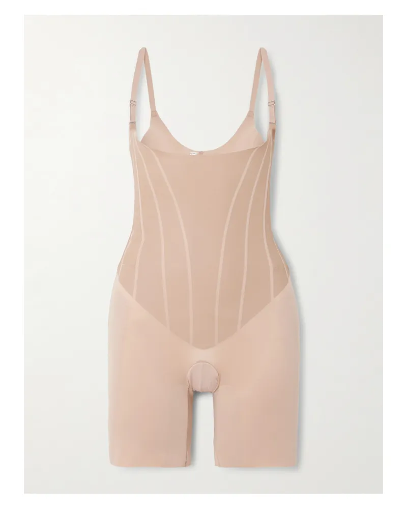 Spanx Spanxsupersculpt™ Totalcontour Open-bust Mid-thigh Bodysuit - Neutrals Neutrals