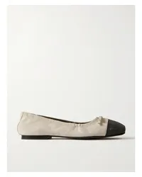 Brunello Cucinelli Ballerinas aus Veloursleder mit Zierperlen Creme