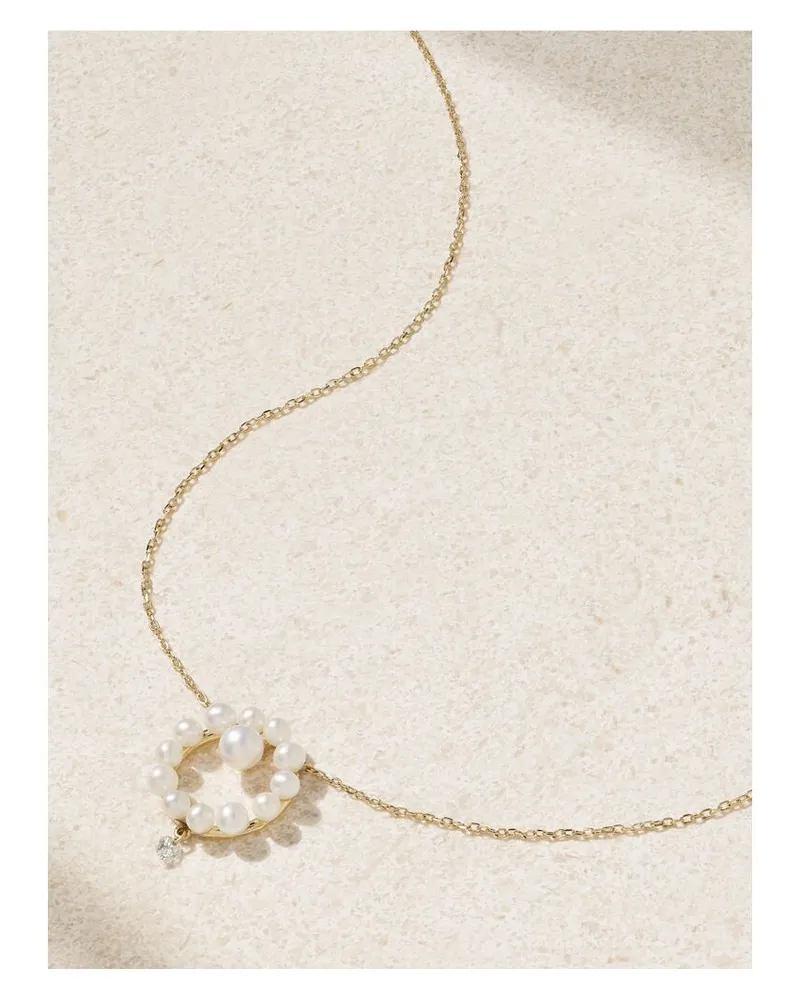 PERSEE Kette Mit Perlen, Diamant Und Details Aus 18 Karat Gold Gold