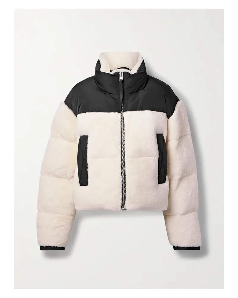 Shoreditch Ski Club Maya Wattierte Jacke Aus Gestepptem Shearling Mit Shell-besätzen - Weiß Weiß