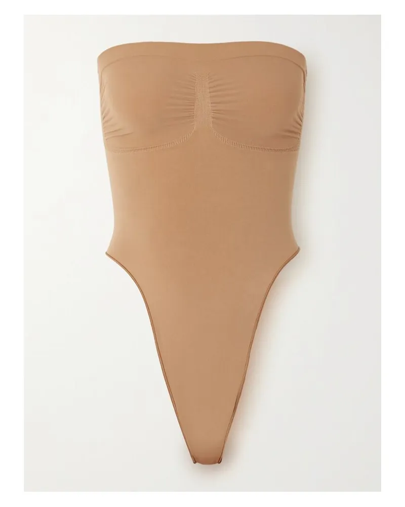 SKIMS Seamless Sculpt Strapless Thong Bodysuit – Sienna – String-body - Neutral Neutral