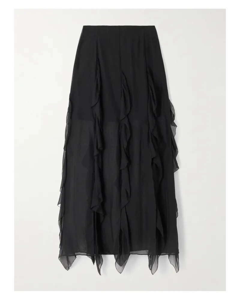Veronica Beard Ava Midirock Aus Seidenchiffon Mit Volants - Schwarz Schwarz