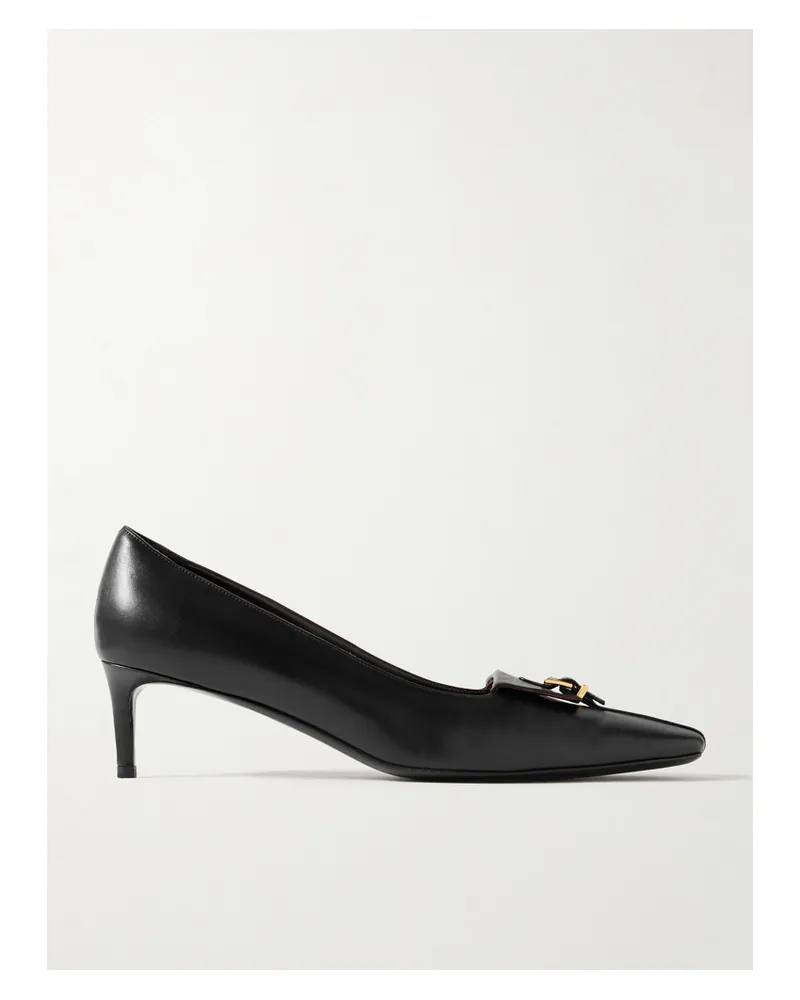 KHAITE Celia Pocket Buckled Leather Pumps - Black Black