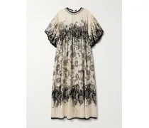 Rhiannon Maxikleid Aus Bedruckter Seide - Creme