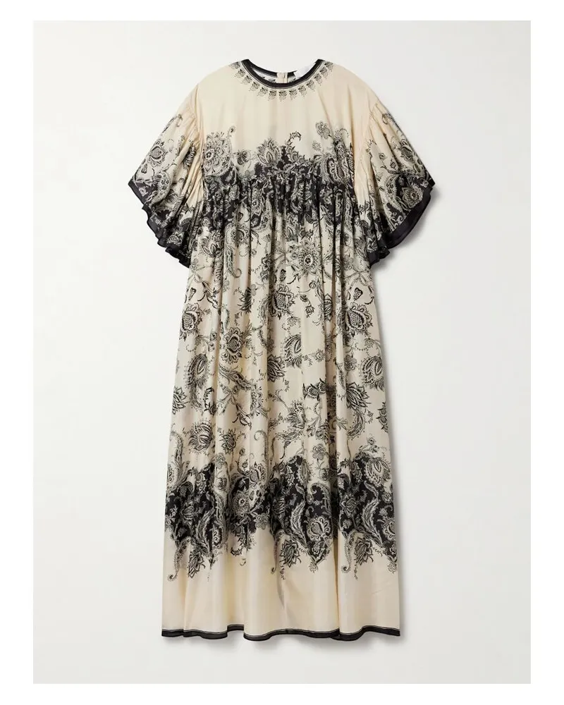 Zimmermann Rhiannon Maxikleid Aus Bedruckter Seide - Creme Creme