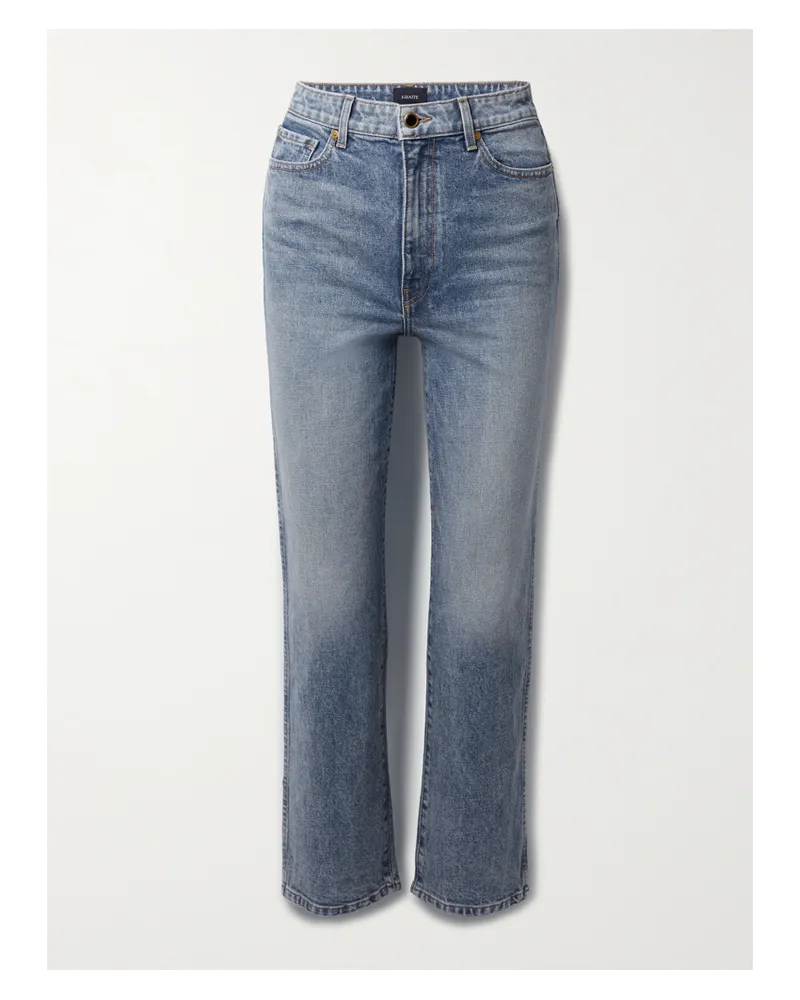 KHAITE Abigail Stretch Cropped High-rise Straight-leg Jeans - Blue Blue